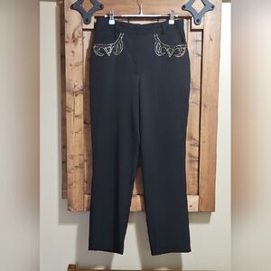 Joseph Ribkoff Vintage Black Rhinestone Embellished Pants Size 6 W29